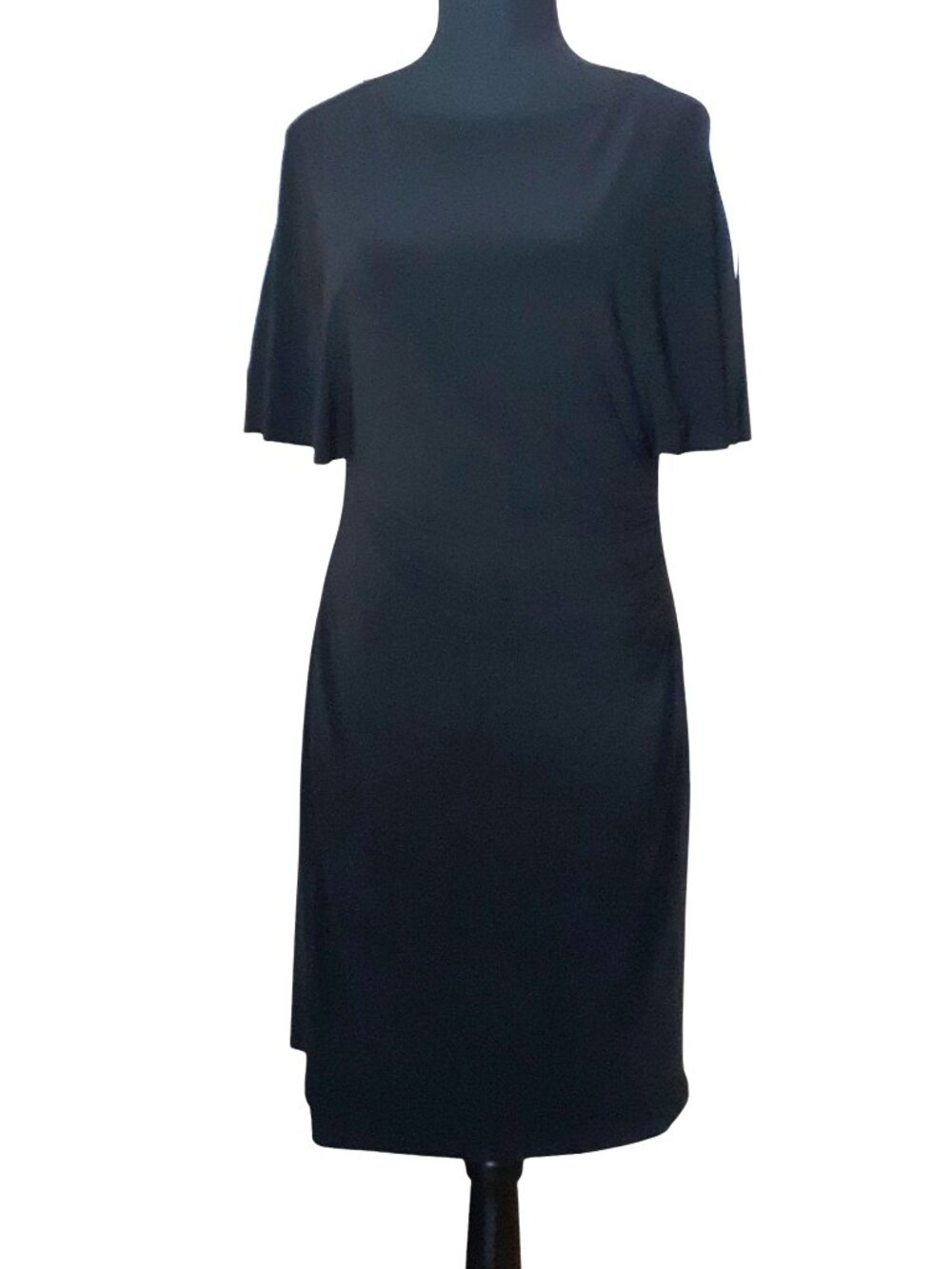 Lauren Ralph Lauren Black And White Short Flutter Sleeve Dress Draping Waistline